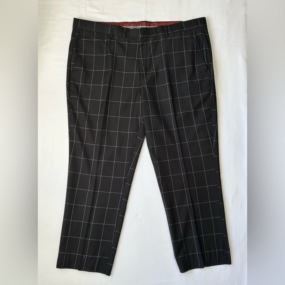 Vinci 42x27 Black Windowpane Dress Pants Modern Fit